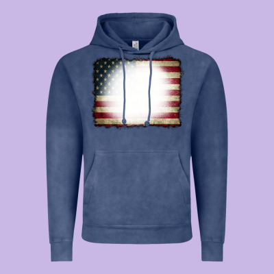 American Flag Bleach Effect Vintage Hoodie Designed By Cowcowdesign