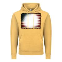 Vintage Mustard American Flag Bleach Effect Vintage Hoodie - CowCowDesign