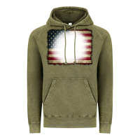 Vintage Olive American Flag Bleach Effect Vintage Hoodie - CowCowDesign