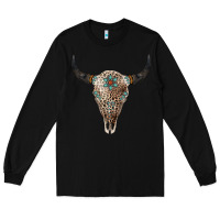 Black Leopard Bull Skull Long Sleeve Tee - Jasminsmagicworld