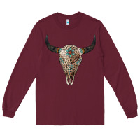 Burgundy Leopard Bull Skull Long Sleeve Tee - Jasminsmagicworld