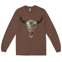 Chestnut Leopard Bull Skull Long Sleeve Tee - Jasminsmagicworld