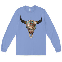 Colony Blue Leopard Bull Skull Long Sleeve Tee - Jasminsmagicworld