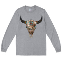 Heather Grey Leopard Bull Skull Long Sleeve Tee - Jasminsmagicworld