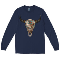 Navy Leopard Bull Skull Long Sleeve Tee - Jasminsmagicworld