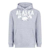Heather Grey Alaska Mountains Forest Hunting Usa Heavyweight Hoodie - longCreatives