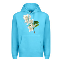 Ocean Blue Mock Oranges Illustrations Premium Hoodie - LillyAllenDesigns
