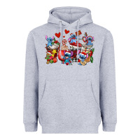 Heather Grey christmas stitch coffee cups Heavyweight Hoodie - AdoDesignShop