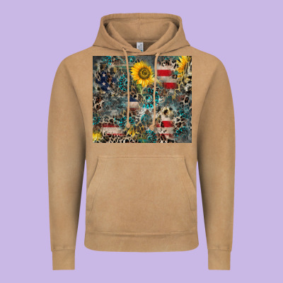 America Flag Leopard Gemstone Sunflower Vintage Hoodie Designed By Cowcowdesign