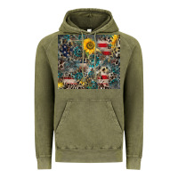 Vintage Olive America Flag Leopard Gemstone Sunflower Vintage Hoodie - CowCowDesign