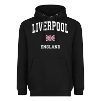 Black Liverpool England Vintage Athletic Sports Design Heavyweight Hoodie - longCreatives