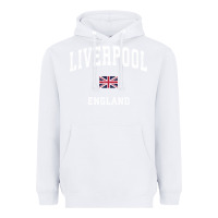 White Liverpool England Vintage Athletic Sports Design Heavyweight Hoodie - longCreatives