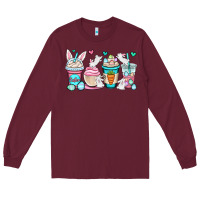 Burgundy Easter bunnies coffee cups Long Sleeve Tee - OliviaCreatesArt