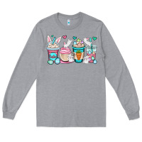 Heather Grey Easter bunnies coffee cups Long Sleeve Tee - OliviaCreatesArt