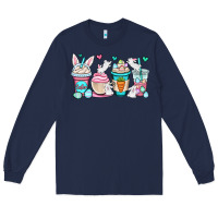 Navy Easter bunnies coffee cups Long Sleeve Tee - OliviaCreatesArt