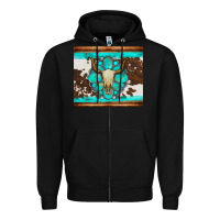 Bull Skull And Turquoise Cowhide Tumbler Zipper Hoodie | Teevron