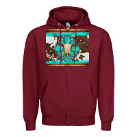 Burgundy bull skull and turquoise cowhide tumbler Zipper Hoodie - Artiststas