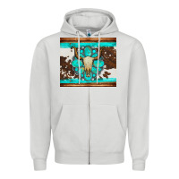 Dove Grey bull skull and turquoise cowhide tumbler Zipper Hoodie - Artiststas