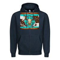 Navy bull skull and turquoise cowhide tumbler Zipper Hoodie - Artiststas