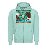 Seafoam bull skull and turquoise cowhide tumbler Zipper Hoodie - Artiststas