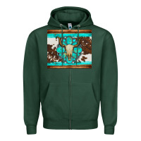 Sports Green bull skull and turquoise cowhide tumbler Zipper Hoodie - Artiststas
