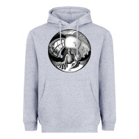 Heather Grey M.C. Escher Spherical Self Portrait Heavyweight Hoodie - longCreatives