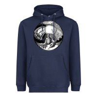 Navy M.C. Escher Spherical Self Portrait Heavyweight Hoodie - longCreatives