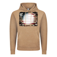 Vintage Coffee American Flag Cowhide Leopard Bleach Effect Vintage Hoodie - CowCowDesign