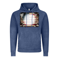 Vintage Denim American Flag Cowhide Leopard Bleach Effect Vintage Hoodie - CowCowDesign