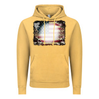 Vintage Mustard American Flag Cowhide Leopard Bleach Effect Vintage Hoodie - CowCowDesign