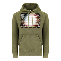 Vintage Olive American Flag Cowhide Leopard Bleach Effect Vintage Hoodie - CowCowDesign