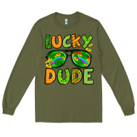 Army Green St. Patrick's Lucky dude Long Sleeve Tee - OliviaCreatesArt