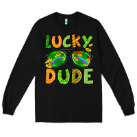 Black St. Patrick's Lucky dude Long Sleeve Tee - OliviaCreatesArt