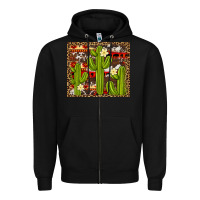 Black aztec cowhide cactus background Zipper Hoodie - Artiststas