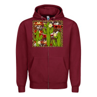 Burgundy aztec cowhide cactus background Zipper Hoodie - Artiststas