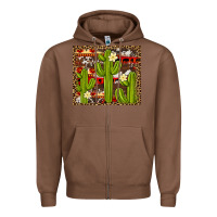 Chestnut aztec cowhide cactus background Zipper Hoodie - Artiststas