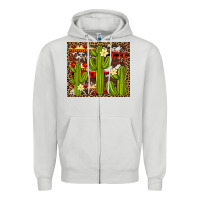 Dove Grey aztec cowhide cactus background Zipper Hoodie - Artiststas