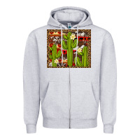 Heather Grey aztec cowhide cactus background Zipper Hoodie - Artiststas