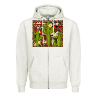 Oatmeal Heather aztec cowhide cactus background Zipper Hoodie - Artiststas