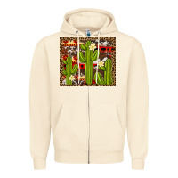 Sandshell aztec cowhide cactus background Zipper Hoodie - Artiststas