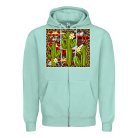 Seafoam aztec cowhide cactus background Zipper Hoodie - Artiststas