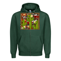 Sports Green aztec cowhide cactus background Zipper Hoodie - Artiststas