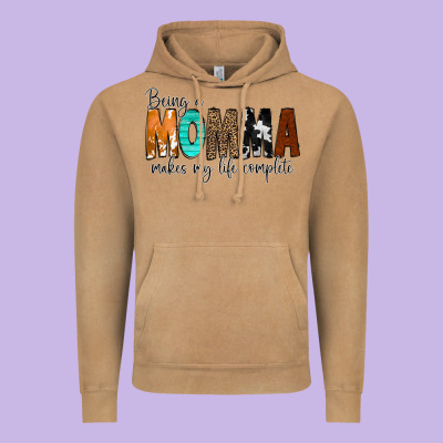Being A Momma Makes My Life Complete Vintage Hoodie Designed By Cowcowdesign