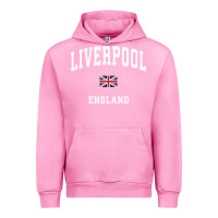 Fuchsia Pink Liverpool England Vintage Athletic Sports Design Urban Hoodie - longCreatives