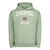 Pigment Oil Green Liverpool England Vintage Athletic Sports Design Urban Hoodie - longCreatives