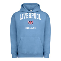 Pigment Pebble Blue Liverpool England Vintage Athletic Sports Design Urban Hoodie - longCreatives