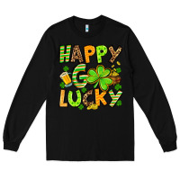 Black St. Patrick's Happy go lucky Long Sleeve Tee - OliviaCreatesArt