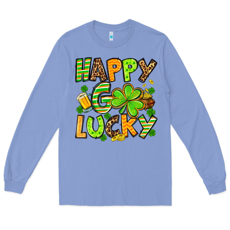 St. Patrick's Happy Go Lucky Long Sleeve Tee by OliviaCreatesArt | Teevron