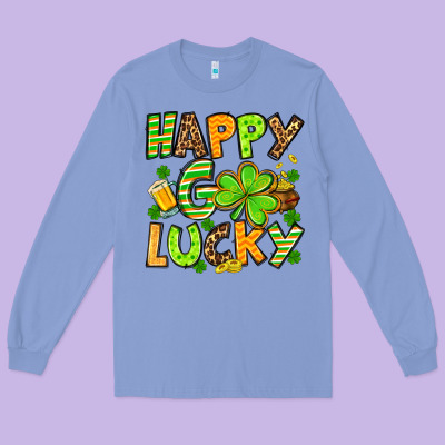 St. Patrick's Happy Go Lucky Long Sleeve Tee Designed By Oliviacreatesart