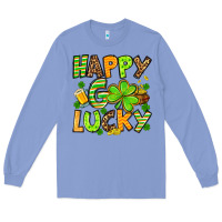 Colony Blue St. Patrick's Happy go lucky Long Sleeve Tee - OliviaCreatesArt